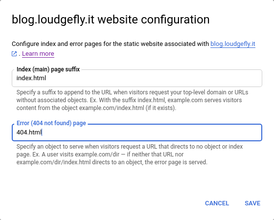 Website configuration